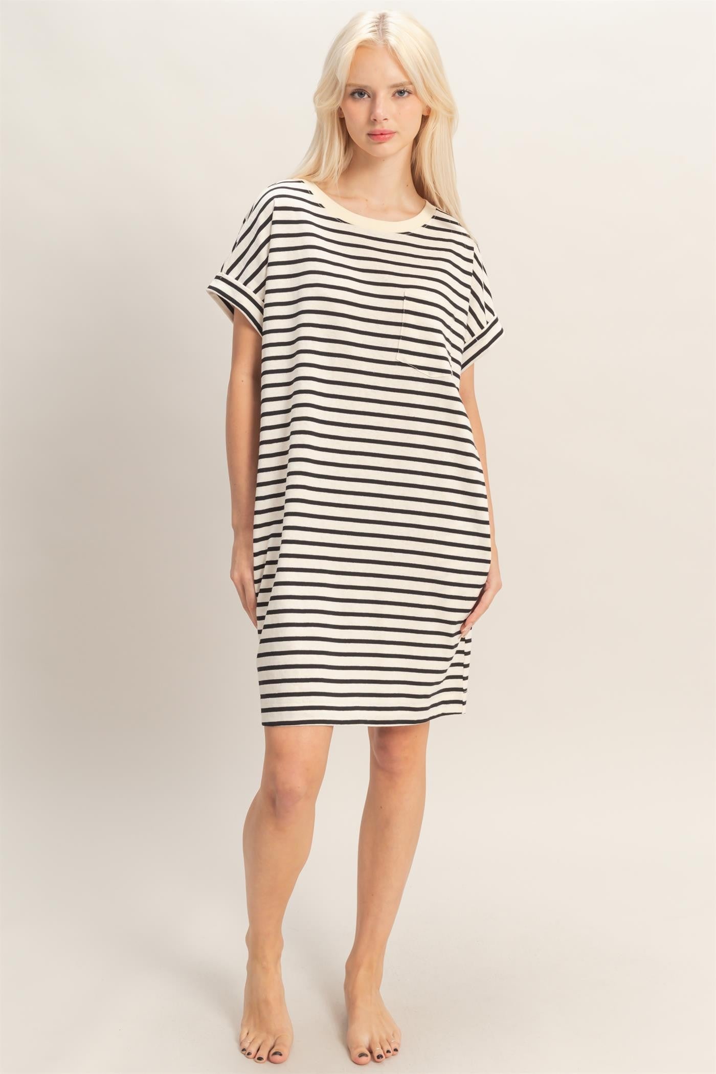 Black Striped T-Shirt Mini Dress
