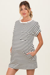 Black Striped Maternity T-Shirt Mini Dress