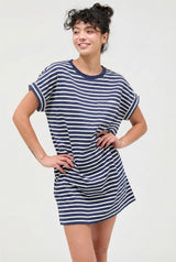 Navy Striped T-Shirt Mini Dress