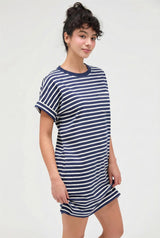 Navy Striped T-Shirt Mini Dress
