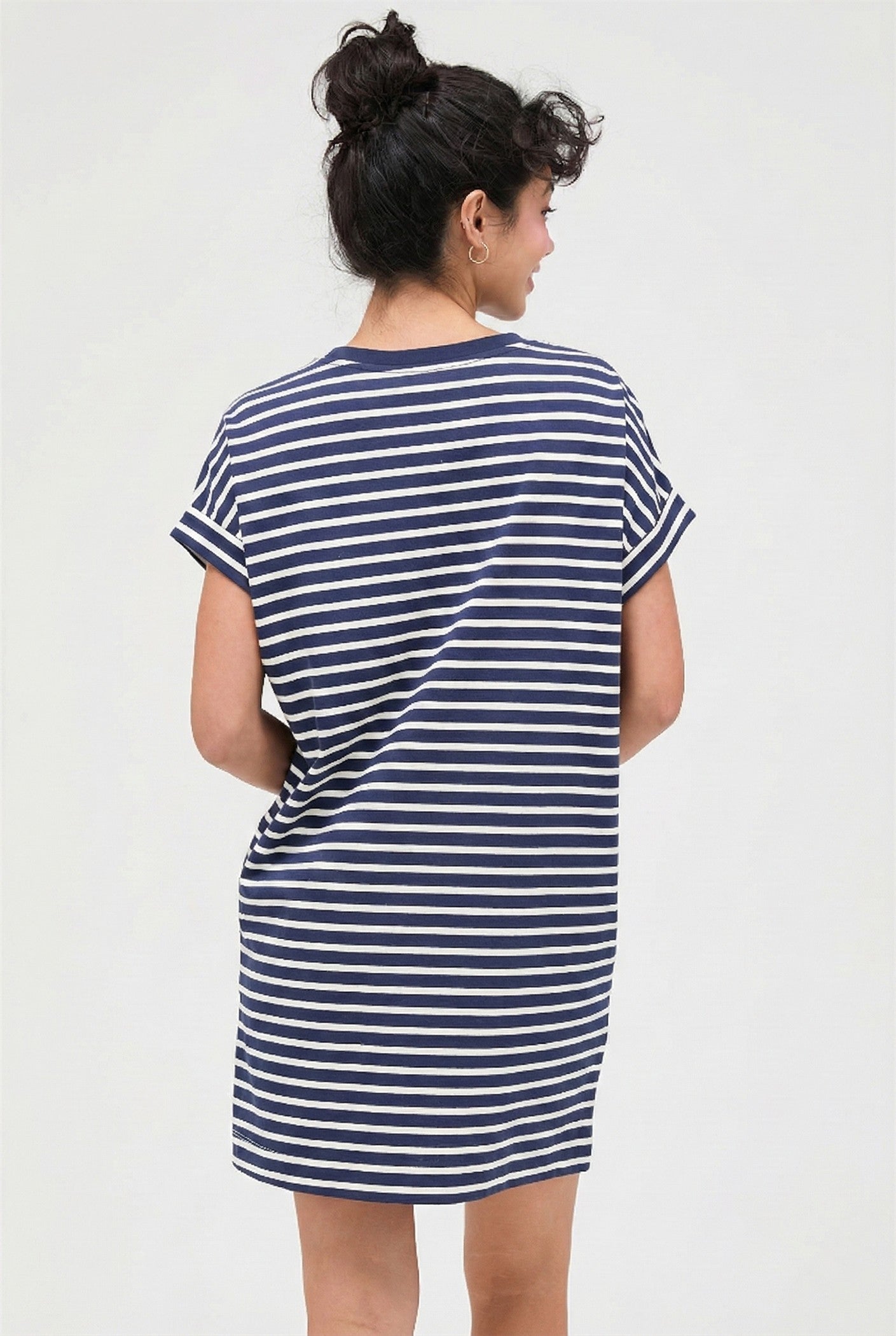Navy Striped T-Shirt Mini Dress