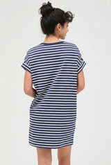 Navy Striped T-Shirt Mini Dress
