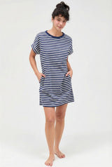 Navy Striped T-Shirt Mini Dress