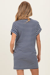 Navy Striped Maternity T-Shirt Mini Dress