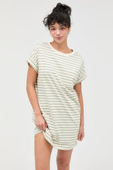 Sage Striped T-Shirt Mini Dress