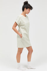 Sage Striped T-Shirt Mini Dress