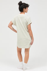 Sage Striped T-Shirt Mini Dress