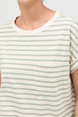 Sage Striped T-Shirt Mini Dress