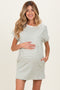 Sage Striped Maternity T-Shirt Mini Dress