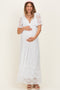 Ivory Lace Flutter Sleeve Tiered Maternity Maxi Dress
