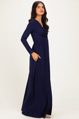 Navy Long Sleeve Maxi Dress