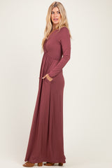 Burgundy Long Sleeve Maxi Dress