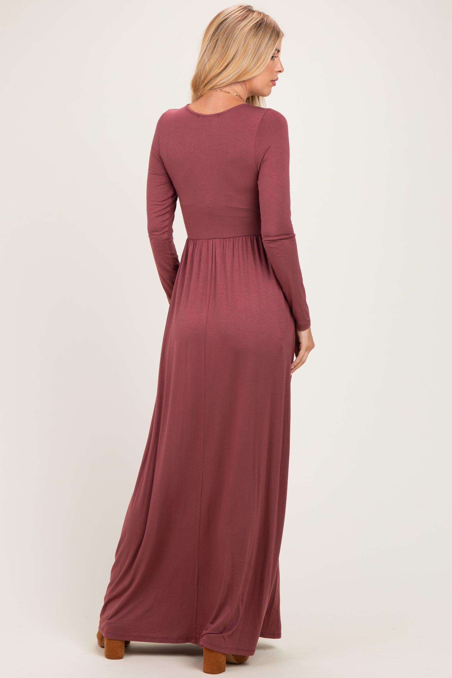 Burgundy Long Sleeve Maxi Dress