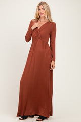Rust Long Sleeve Maxi Dress