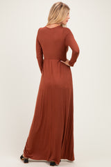 Rust Long Sleeve Maxi Dress