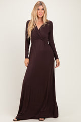 Brown Long Sleeve Maxi Dress