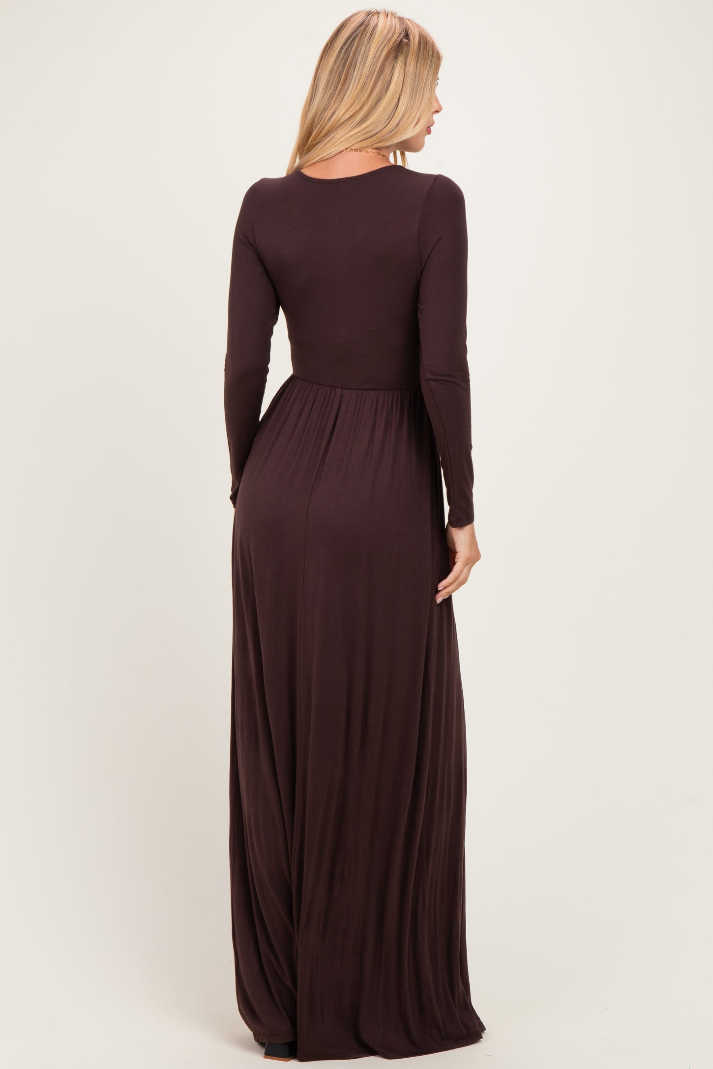 Brown Long Sleeve Maxi Dress