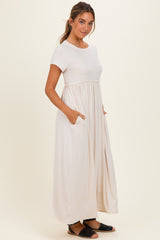 Soft White Ruffle Trim Maxi Dress