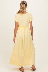 Soft Lemon Ruffle Trim Maternity Maxi Dress