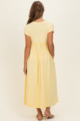 Soft Lemon Ruffle Trim Maxi Dress