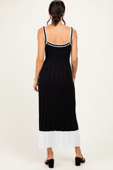 Black Ribbed Colorblock Sleeveless Maxi Dress