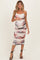 Cream Floral Mesh Fitted Maternity Midi Dress