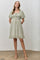 Sage Printed Smocked Ruffle Accent Dress