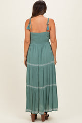 Jade Embroidered Tiered Maternity Maxi Dress
