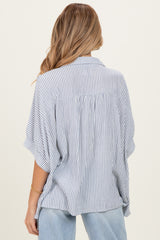 Blue Striped Boxy Button Down Maternity Top