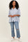 Blue Striped Boxy Button Down Top