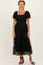Black Tulle Puff Sleeve Smocked Midi Dress
