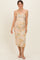 Yellow Floral Mesh Ruched Strapless Maternity Midi Dress
