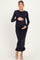 Navy Ribbed Knit Bow Back Maternity Maxi Dress