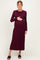 Burgundy Ribbed Long Sleeve Maternity Sweater Midi Dress