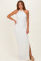 Ivory Halter Open Back Maxi Dress