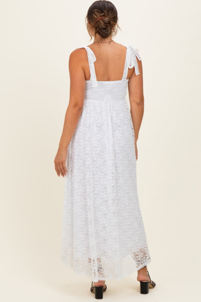 Ivory Sleeveless Lace Maternity Maxi Dress