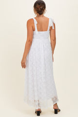 Ivory Sleeveless Lace Maternity Maxi Dress