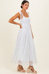 Ivory Sleeveless Lace Maxi Dress