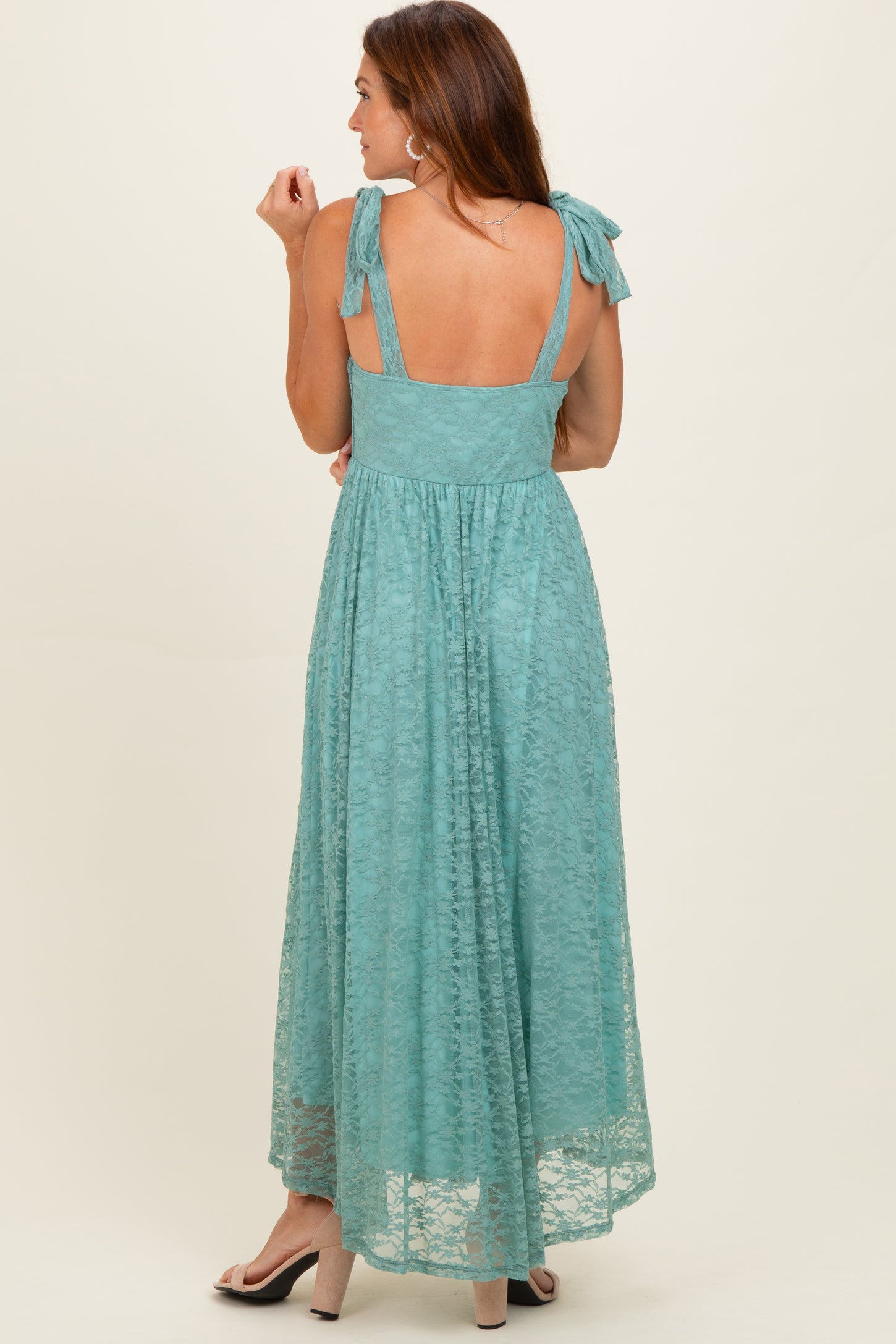 Mint Sleeveless Lace Maxi Dress