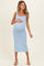 Light Blue Striped Fitted Maternity Midi Tank Dress