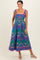 Navy Tropical Embroidery Midi Dress