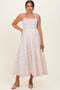 Pink Floral Scallop Hem Shoulder Tie Maternity Midi Dress