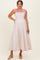 Pink Floral Scallop Hem Shoulder Tie Maternity Midi Dress