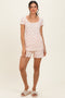 Peach Floral Ribbed Lounge Set