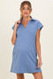 Denim Blue Collared Maternity Pocket Dress
