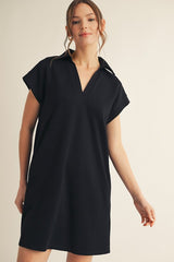 Black Collared Maternity Pocket Dress