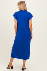 Royal Collared Pocket Maternity Midi Dress