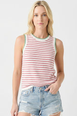 Pink Striped Stitch Detail Knit Tank