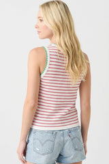 Pink Striped Stitch Detail Knit Tank