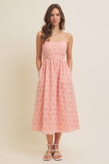 Strawberry Floral Gingham Midi Dress
